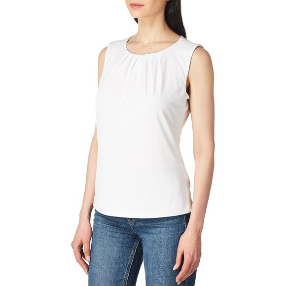 NWT, Calvin Klein Women's Pleat Neck Sleeveless Cami, White, Size 12 - Picture 1 of 8